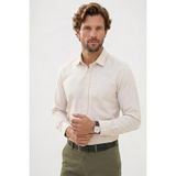 Tudors Erkek Regular Fit Klasik Kesim Viskon Pamuklu Spor Yaka Uzun Kollu Ekru Gömlek - 2XL