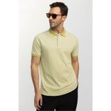 Tudors Erkek Regular Fit Polo Yaka T-shirt, Pamuklu Pike, Yeşil