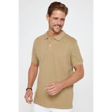 Tudors Erkek Regular Fit Polo Yaka T-shirt,%100 Pamuk, Pike Dokuması, Kahverengi, M Beden