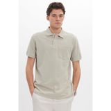 Tudors Erkek Regular Fit Polo Yaka T-shirt,%100 Pamuk, Pike Dokusu, Ekru, 2XL