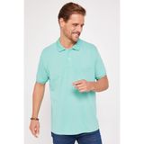 Tudors Erkek Regular Fit Polo Yaka T-shirt,%100 Pamuk, Pike Kumaş, Mint, L Beden