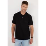 Tudors Erkek Regular Fit Polo Yaka T-shirt,%100 Pamuk, Pike Kumaş, Siyah, L Beden