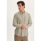 Tudors Erkek Regular Fit Rahat Kesim Cepli Keten Efektli Düz Bej Gömlek - 2XL