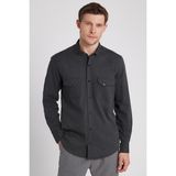 Tudors Erkek Regular Fit Rahat Kesim Çift Cepli Spor Yaka Denim Haki Gömlek - XL