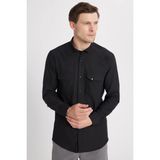 Tudors Erkek Regular Fit Rahat Kesim Çift Cepli Spor Yaka Denim siyah Gömlek - 2XL