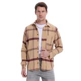 Tudors Erkek Regular Fit Rahat Kesim Kışlık Kareli Oduncu Gömlek - Bej - XL