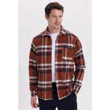 Tudors Erkek Regular Fit Rahat Kesim Kışlık Kareli Oduncu Gömlek - Kahverengi - XL