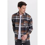 Tudors Erkek Regular Fit Rahat Kesim Kışlık Kareli Oduncu Gömlek - Siyah - XL