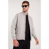 TUDORS Erkek Relax Fit Kapitone Kollar Triko Çift Cepli Mont, L, Relax Fit Kapitone Kollar Triko Mont, Bej, mens