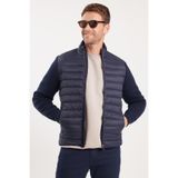 TUDORS Erkek Relax Fit Kapitone Kollar Triko Çift Cepli Mont, M, Relax Fit Kapitone Kollar Triko Mont, Lacivert, mens