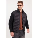 TUDORS Erkek Relax Fit Kapitone Kollar Triko Çift Cepli Mont, M, Relax Fit Kapitone Kollar Triko Mont, Siyah, mens