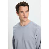 Tudors Erkek Relax Fit Rahat Kesim %100 Pamuk 2 Iplik Bisiklet Yaka Açık Gri Sweatshirt - XL