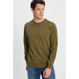 Tudors Erkek Relax Fit Rahat Kesim %100 Pamuk 2 Iplik Bisiklet Yaka Haki Sweatshirt - 2XL
