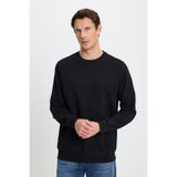 Tudors Erkek Relax Fit Rahat Kesim %100 Pamuk 2 İplik Bisiklet Yaka Siyah Sweatshirt