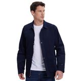 Tudors Erkek Relax Fit Rahat Kesim %100 Pamuk Çift Cepli Fermuarlı Lacivert Mont Gömlek - 2XL