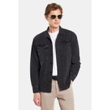 Tudors Erkek Relax Fit Rahat Kesim Denim Çıtçıtlı Uzun Kol Kot Ceket Siyah Gömlek-34847 Siyah