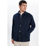 Tudors Erkek Relax Fit Rahat Kesim Gabardin Likralı Yandan Cepli Ceket Gömlek,Lacivert 2Xl