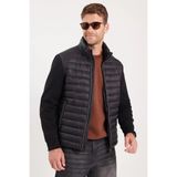 Tudors Erkek Relax Fit Rahat Kesim Kapitone Kollar Triko Çift Cepli Sıcak Tutan Siyah Mont - 2XL