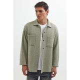 Tudors Erkek Relax Fit Rahat Kesim Örme Çift Cepli Çıtçıtlı Armürlü Gömlek - 2XL - Haki