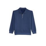 Tudors Erkek Relax Fit Rahat Kesim Pamuklu 3 İplik Fermuarlı Polo Yaka Koyu Mavi Sweatshirt