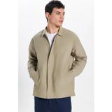 Tudors Erkek Relax Fit Rahat Kesim Paraşüt Kumaş Cepli Tam Fermuarlı Apaş Yaka Mont Vizon Gömlek - 2XL