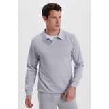 Tudors Erkek Relax Fit Rahat Kesim Polo V Yaka Gri Sweatshirt