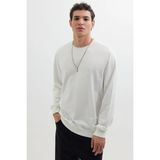 Tudors Erkek Relax Fit Rahat Kesim%100 Pamuk 2 İplik Bisiklet Yaka Sweatshirt,Beyaz 2Xl