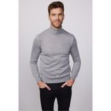Tudors Erkek Slim Fit Balıkçı Yaka Yün Kazak, Gri