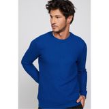 Tudors Erkek Slim Fit Bisiklet Yaka Desenli Triko Kazak,Saks Mavi S