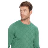 Tudors Erkek Slim Fit Bisiklet Yaka Desenli Triko Kazak,Yeşil S
