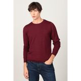 Tudors Erkek Slim Fit Bisiklet Yaka Petek Desenli Bordo Kazak