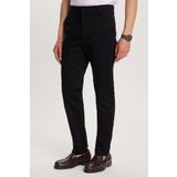 Tudors Erkek Slim Fit Chino Esnek Yandan Cepli Önü Fermuarlı Pamuklu Dokulu Siyah Pantolon