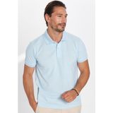 Tudors Erkek Slim Fit Dar Kesim %100 Pamuk Açık Mavi Polo Yaka Tişört