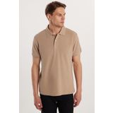 Tudors Erkek Slim Fit Dar Kesim %100 Pamuk Bej Polo Yaka Tişört