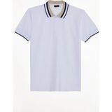 Tudors Erkek Slim Fit Dar Kesim %100 Pamuk Beyaz Polo Yaka Tişört