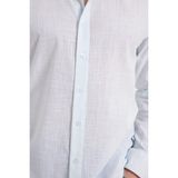 Tudors Erkek Slim Fit Dar Kesim %100 Pamuk Çizgili Uzun Kollu Keten Efektli Mint Gömlek - XL