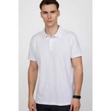 Tudors Erkek Slim Fit Dar Kesim %100 Pamuk Desenli Beyaz Polo Yaka Tişört - 2XL