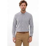Tudors Erkek Slim Fit Dar Kesim %100 Pamuk Düğmeli Yaka Çizgili Uzun Kollu Cepli Keten Siyah-Beyaz Gömlek - Siyah - Beyaz