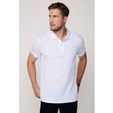 Tudors Erkek Slim Fit Dar Kesim %100 Pamuk Düz Pike Beyaz Polo Yaka Tişört
