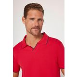 Tudors Erkek Slim Fit Dar Kesim %100 Pamuk Düz Pike Düğmesiz Kırmızı Polo Yaka Tişört