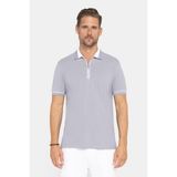 Tudors Erkek Slim Fit Dar Kesim %100 Pamuk Düz Pike Fermuarlı Gri Polo Yaka Tişört