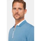 Tudors Erkek Slim Fit Dar Kesim %100 Pamuk Düz Pike Fermuarlı Mavi Polo Yaka Tişört