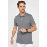 Tudors Erkek Slim Fit Dar Kesim %100 Pamuk Düz Pike Füme Polo Yaka Tişört