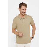 Tudors Erkek Slim Fit Dar Kesim %100 Pamuk Düz Pike Kahverengi Polo Yaka Tişört - 2XL