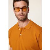 Tudors Erkek Slim Fit Dar Kesim %100 Pamuk Düz Pike Kiremit Renk Polo Yaka Tişört