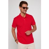Tudors Erkek Slim Fit Dar Kesim %100 Pamuk Düz Pike Kırmızı Polo Yaka Tişört