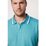 Tudors Erkek Slim Fit Dar Kesim %100 Pamuk Düz Pike Kol Şeritli Turkuaz Polo Yaka Tişört