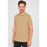 Tudors Erkek Slim Fit Dar Kesim %100 Pamuk Düz Pike Kum Rengi Polo Yaka Tişört