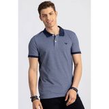 Tudors Erkek Slim Fit Dar Kesim %100 Pamuk Düz Pike Lacivert Polo Yaka Tişört - XL
