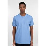 Tudors Erkek Slim Fit Dar Kesim %100 Pamuk Düz Pike Mavi Polo Yaka Tişört - 2XL